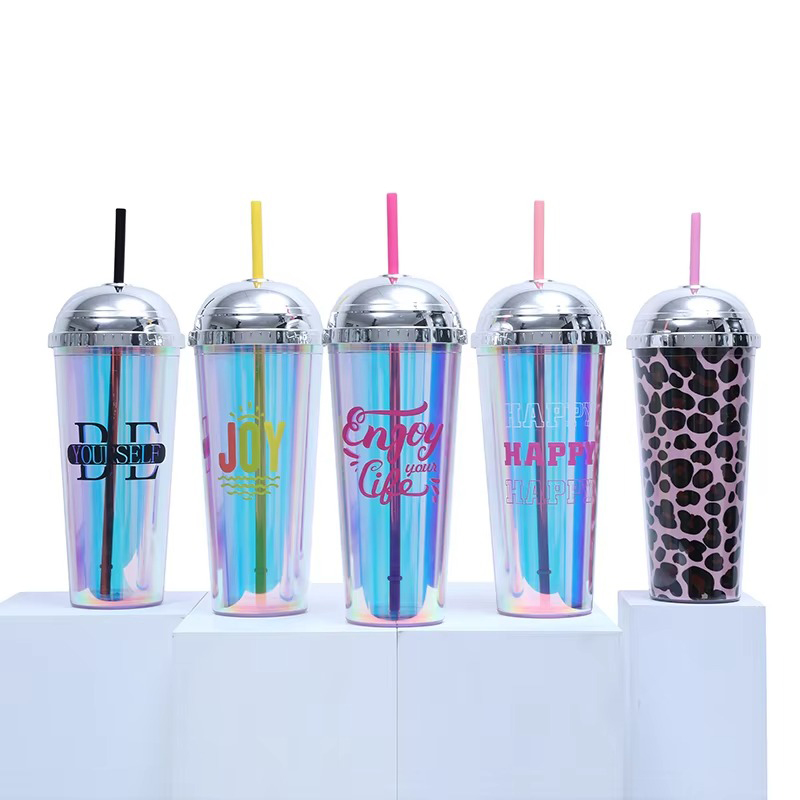 Творческий соломенный купол прозрачный пластиковый тумблер