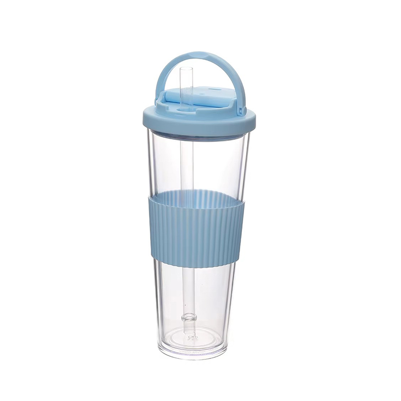 Двойной слой большой соломенный пластиковый тумблер